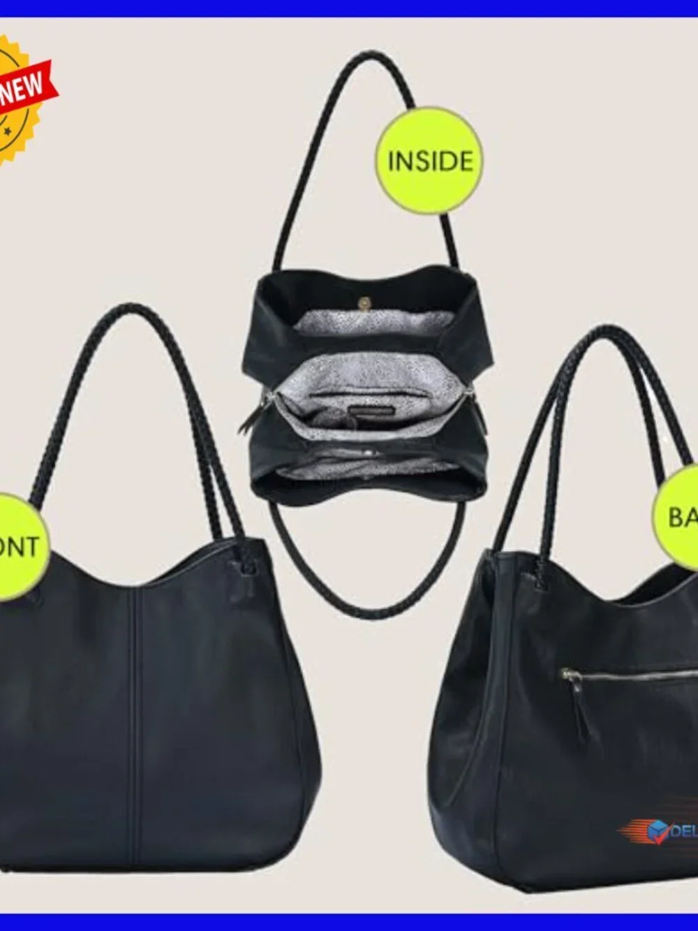 Vegan Leather Hobo Bag Spacious 14x13 Shoulder Purse Everyday Women